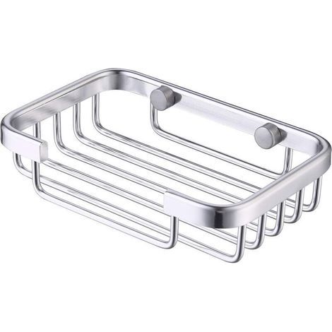 Wandseifenschale, Duschseifenhalter zum Einschrauben, Seifenbox aus Aluminium, Silber (1/4)
