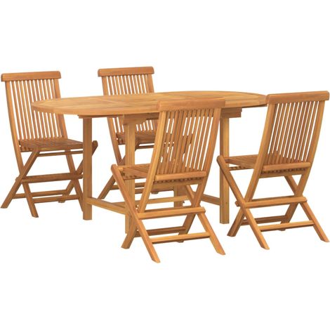 Maison Exclusive - Garten Essgruppe 5 pcs Braun Massivholz Teak