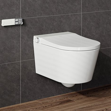 Toilettes intelligentes, WC douche sans cadre avec siège chauffant, fonction séchage, veilleuse - Pression et température d'eau réglables HOROW (1/5)