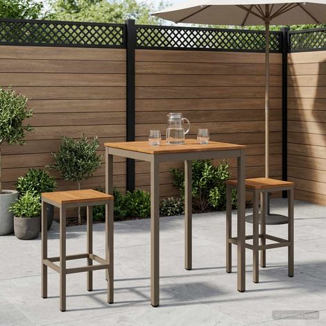 vidaXL Mesa de Bar para Jardín NAARDEN Natural y Café (1/5)