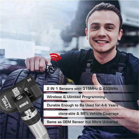 8 sensores TPMS MX programables de 315 MHz + 433 MHz para la presión de los neumáticos. (1/5)