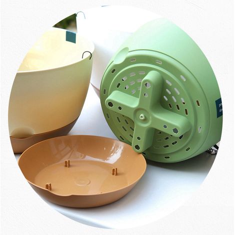 Pot de fleurs suspendu à double chaîne, idéal pour la maison, le balcon ou l'intérieur, avec récupération automatique d'eau. (1/5)