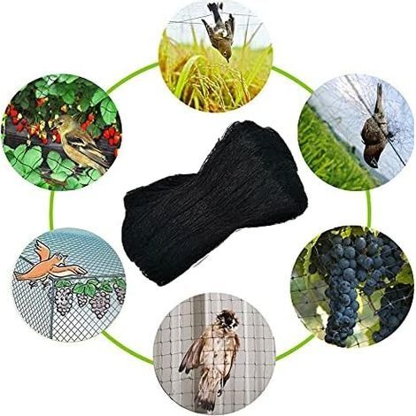 20 x 5 m Vogelschutznetz, Nylonzaun, 1,5 cm Maschenweite, für Tiere und Pflanzen, Garten, Taubenschutz, Landwirtschaft, Geflügelzucht, Viehzucht, Obstbäume, Balkon, Teich – Schwarz (1/4)