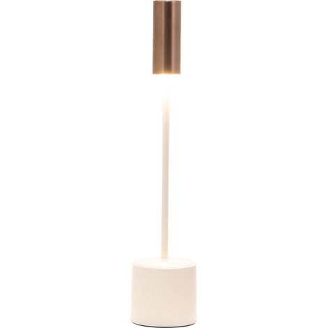 Zafferano - Lampada da tavolo ricaricabile Carolina Led dimmerabile Touch - Avorio Lucido e Bronzo Spazzolato (1/2)