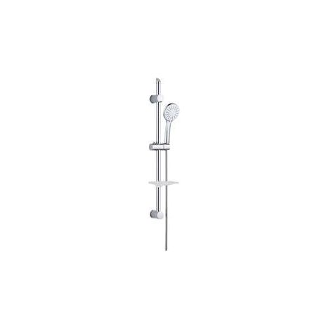 Kit de Douche Barre Coulissante 3 Pièces 5 Fonctions Blanc