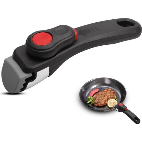 Poignée Amovible Universelle - Manche Verrouillage et Bouche Denté - Manche Détachable pour Casseroles et Poêles, Supporte 5 kg (Noir) (1/5)