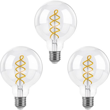 Dimmable Ampoules LED E27, G80 Vintage LED à Filament Spirale Ampoule Décorative, 6W(équivalent 40W), Blanc Chaud 2700K, 550LM, Verre transparent, Lot de 3 (1/5)