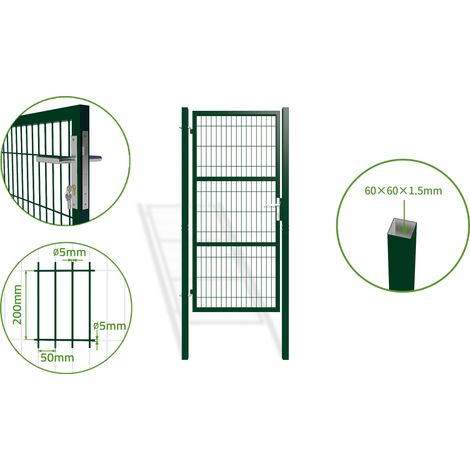 Casanoov – Portillon grillagé 1m – Acier galvanisé vert – Dimensions 100x200cm – Ouverture réversible – Résistant aux intempéries (1/5)