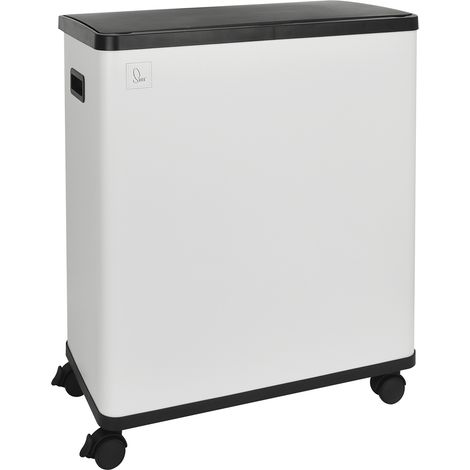 Svita – Poubelle à capteur double 60l avec seaux intérieurs amovibles – Roues verrouillables – Acier blanc – Dimensions 57x34x68cm (1/5)