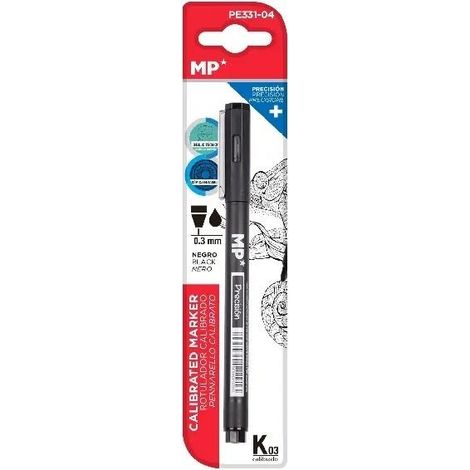 Rotulador caligráfico de precisión de 0,3 mm, color negro.