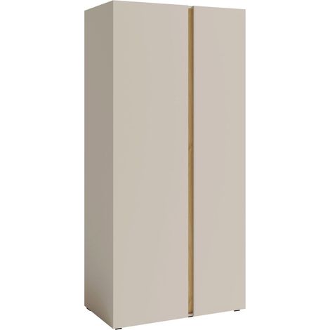 Armario Fiosono 102, Beige + Roble claro, 195x90x50cm, Puertas de armario: Con bisagras, Número de estantes: 0
