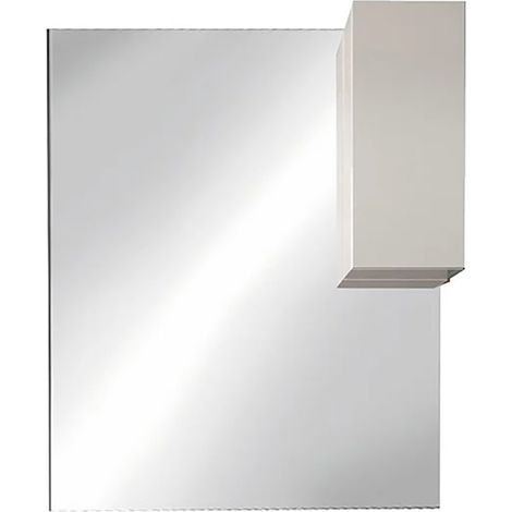Specchio design con contenitore, 80x110 cm, collezione VITARIO, colore bianco lucido.