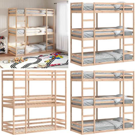 Dreifach-Etagenbett 80x200 cm Massivholz Kiefer - Holzbett - Etagenbett - Kinderzimmer - Jugendzimmer - Gästebett - Home & Living