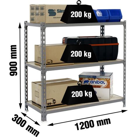 Simonrack MADERCLICK MEGAPLUS Metall- und Holzregal Grau