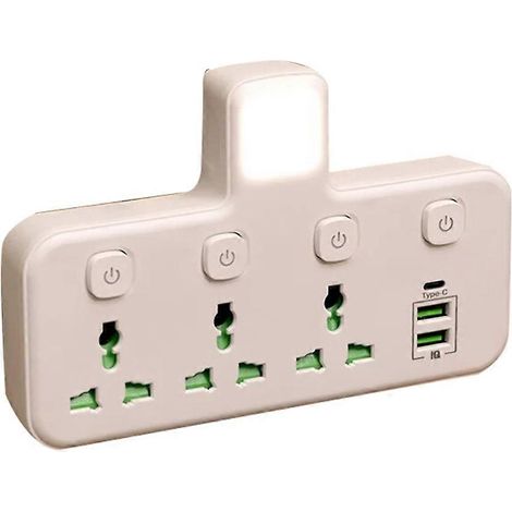 Universelle Wandsteckdosenleiste mit Netzwerkfilter, USB-Ladegerät und separatem Schalter, EU-Stecker. (1/5)