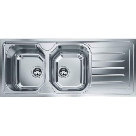 FRANKE 101.0564.805 LAVELLO 2 VASCHE CON GOCCIOLATOIO A DESTRA 116x50CM COLORE INOX (1/2)