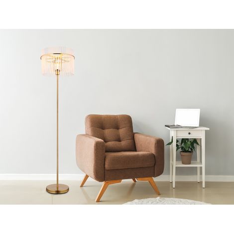 LED Retro Stehleuchte mit transparenten Echtglas Stäben, Höhe 152cm (1/5)