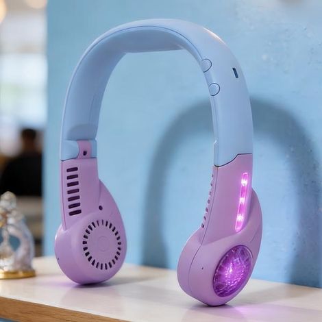 Nouveau ventilateur de cou pliable mains libres avec lumière LED – Ventilateur de sport turbo sans pales (rechargeable par USB) (1/3)