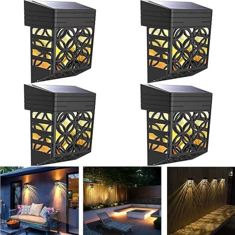Luces solares decorativas para pared, para exteriores - 4 unidades, impermeables IP54, luz blanca cálida para jardín. (1/5)