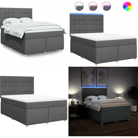 vidaXL Boxspringbett mit Matratze Dunkelgrau 140x200 cm Stoff (1/5)