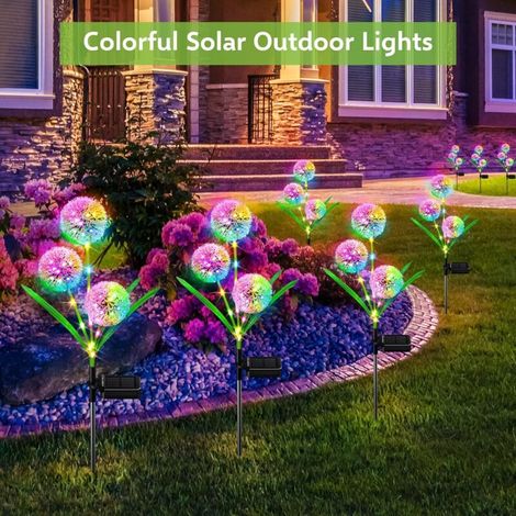 Lampe Solaire Exterieur Jardin,2 Pièces Lumiere Solaire Exterieur avec 6 Pissenlits en Fleurs, Étanche Decoration Jardin Exterieur pour Pelouse, Cour, Balcon, Terrasse (1/4)