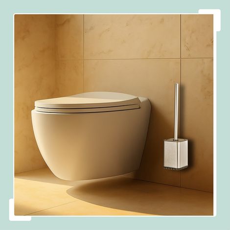 Scopino per wc piatto con supporto a parete