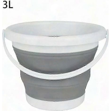 Seau pliable 3 L, compact et peu encombrant, idéal pour le nettoyage intérieur et extérieur : voiture, fenêtres, usage domestique - Gris (1/5)