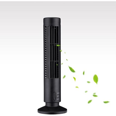 Mini-USB-Turmventilator ohne Rotorblätter, 2 Windgeschwindigkeiten und Modi, Standventilator für Schlafzimmer, Wohnzimmer, Homeoffice, Schwarz (1/4)