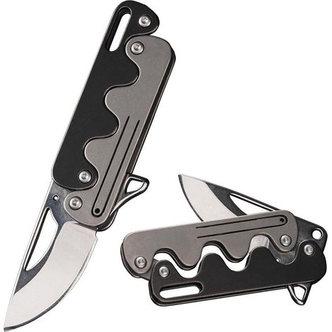 Taschenmesser mit Titan-Griff, D2-Stahlklinge, Schlüsselring und Einhandöffnung