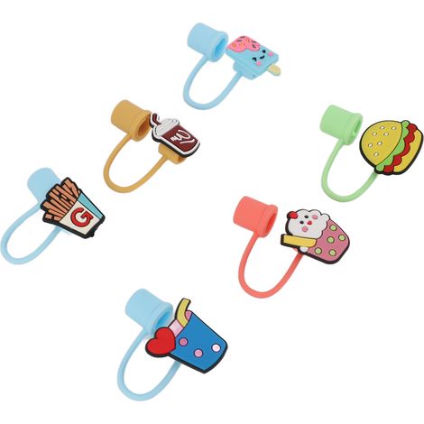 Lot de 6 embouts de paille en silicone universels, anti-poussière, écologiques, réutilisables et portables (1/5)
