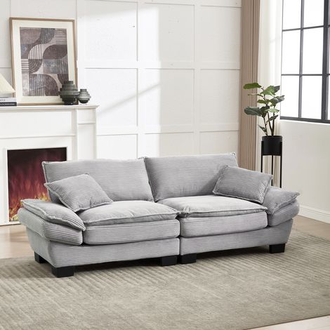 Canapé 2 places moderne et simple avec lit à ressorts, un seul coussin suffit, douillet mais spacieux pour le salon/chambre/bureau, gris clair (1/5)
