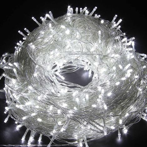 MINKUROW 100m 600 LED Kaltweiß Lichterkette, Elektrische Weihnachtslichterkette Außen und Innen, Weihnachtsbaum Lichterkette Dekoration Ideal für Gartenfenster (1/5)