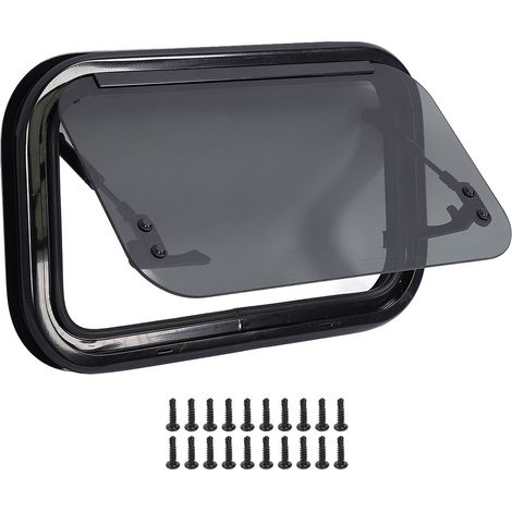 Fenêtre coulissante pour camping-car de 20 x 12 pouces avec cadre de fixation de tige de support hydraulique, coin arrondi résistant à la pluie pour véhicule de construction de camping-car. (1/5)