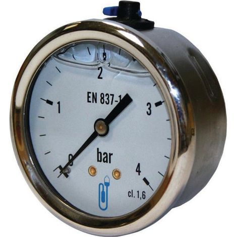 Ölbadmanometer Edelstahl - Axialanschluss 8x13 - Zifferblatt Ø63mm 0 bis 10 bar