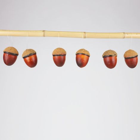Weihnachtsbaum-Anhänger Eicheln 6er-Set Christbaumschmuck Weihnachtsdeko 5x7cm (1/2)