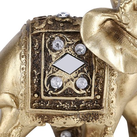 Statuette Éléphant Élégante Dorée - Décoration Bureau Maison Cadeau Déco (Taille S) (1/5)
