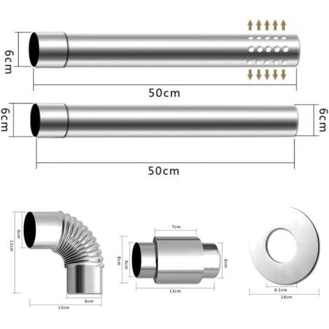 Kit de tubería de acero inoxidable para estufas de calentadores de agua a gas, con accesorios completos y control de calor eficiente. (1/2)