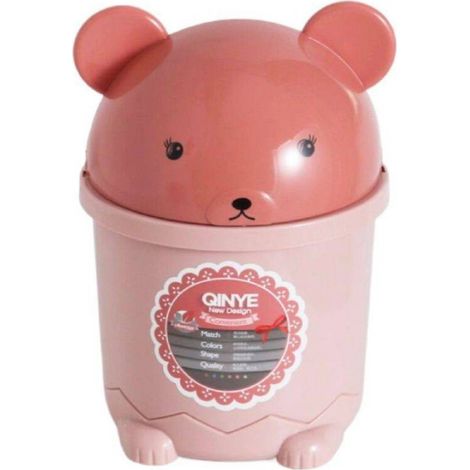 Trade Shop - Cubo De Basura Basculante Osito Rosa Dim 28x18,5 Cm - (1/2)
