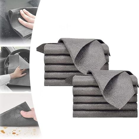 10 Pcs Chiffon de Nettoyage Magique Epaissi,Chiffons de Nettoyage Réutilisables,Sans Traces, Hôtels Miroir Verre Fenêtres, 30X30cm (1/4)