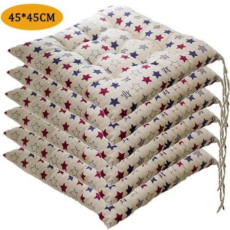 Lot de 6 Coussin de Chaise Coussins de Siège, Carré Tatami Respirant Schéma Coussins de Chaise Galette de Chaise, 4545cm,Style K (1/4)