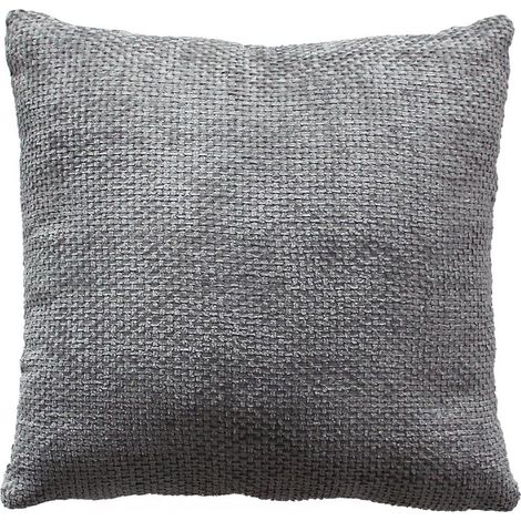 Coussin Déco Velours Chenillé "Kamala" 40x40cm Gris Foncé