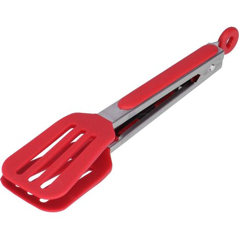 Pince à steak pliable en acier inoxydable et silicone pour barbecue et cuisson, 9 pouces rouge (1/5)