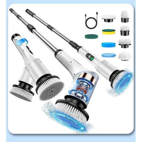 Brosse Nettoyage Electrique - Brosse Rotative Nettoyage avec 9 embouts - 2000mAh, 2 vitesses pour Salle de Bain Cuisine Voiture (1/5)