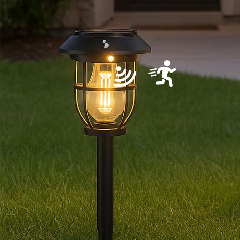 BEPER P207ILO106 Lampe solaire de jardin avec détecteur de mouvement - Éclairage solaire extérieur avec piquet et poignée, 3 modes d'éclairage, allumage automatique, IP44 (1/5)