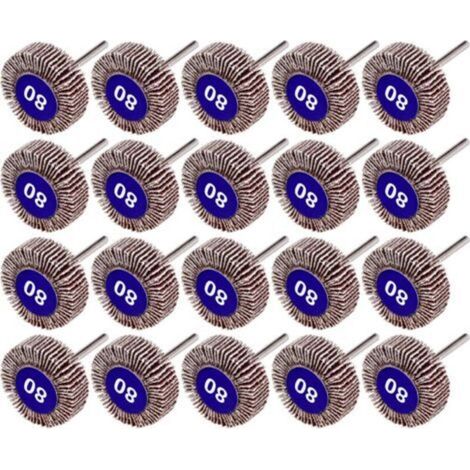 20 Pcs Roue à Lamelles, 80 Grains Ponçage de Disque de Roue à Lamelles de Papier pour Outils Rotatifs Dremel (1/5)