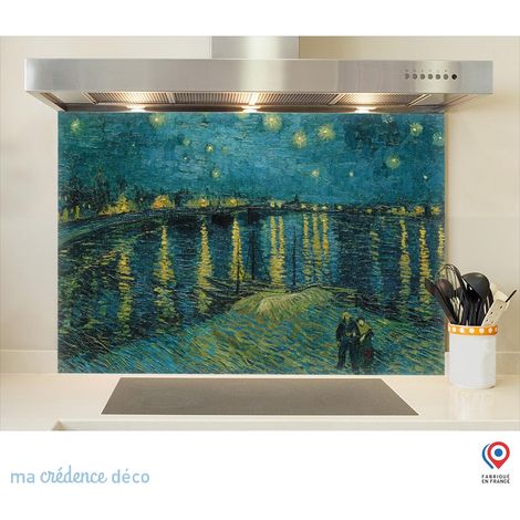 Fond de hotte : Vincent Van Gogh, La nuit étoilée, Arles 2 - Verre trempé - 90 cm - 60 cm (1/5)