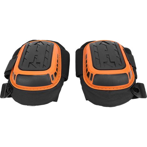 Genouillères renforcées pour pose de revêtement de sol, mousse épaisse, coque rigide silicone, protection travail, orange (1/5)