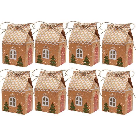 20 Pcs Boite Cadeaux Noel (7 X 5 X 10,5 Cm), Decoration Noel Boite Cadeau En Papier Kraft, Petite Boite Cadeau Noel Pour Emballage Cadeau Bonbons,