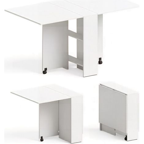 Tavolo da pranzo estensibile 140x75x74 cm in legno bianco salvaspazio (1/5)