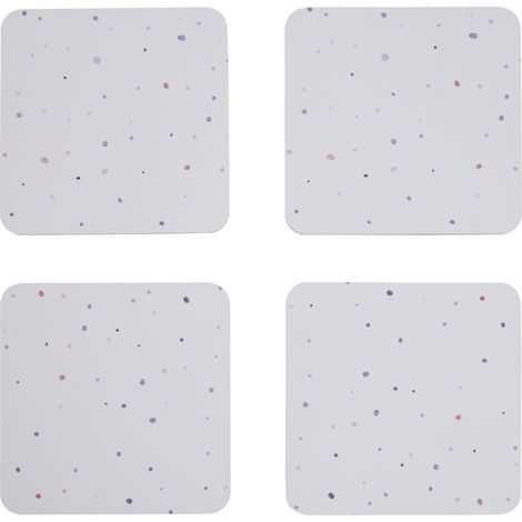 Premier Housewares Placemats And Coaster Square Sets 4 White Dotted Table Mats And Coasters Set Contemporary Black And White Coasters Durable Textured Coasters w11 x d11 x h1cm (1/4)